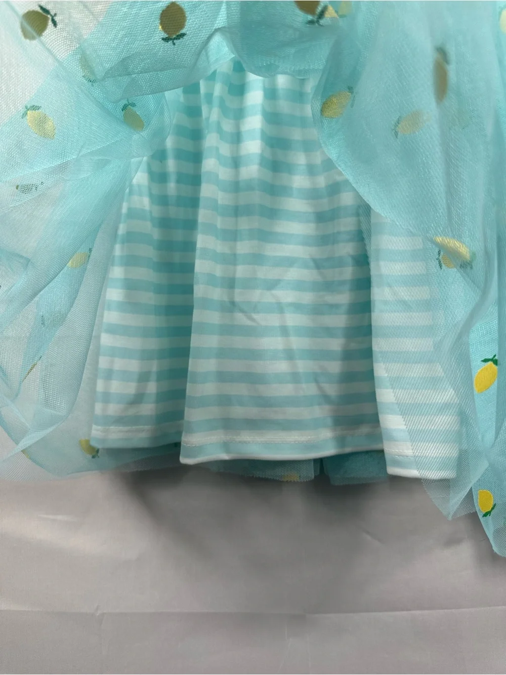 Zunie Girl Aqua and Yellow Lemon Print Dress